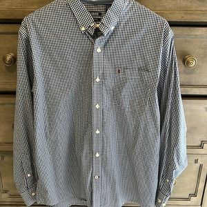 Izod mens dress shirt. Blue and white checkered size Lg